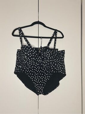 Adore Me Black & White Polka Dot High-Waist Bikini Set